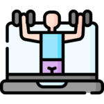 kona osoby ćwiczącej na laptopie symbolizująca elastyczność w dostosowywaniu treningów.